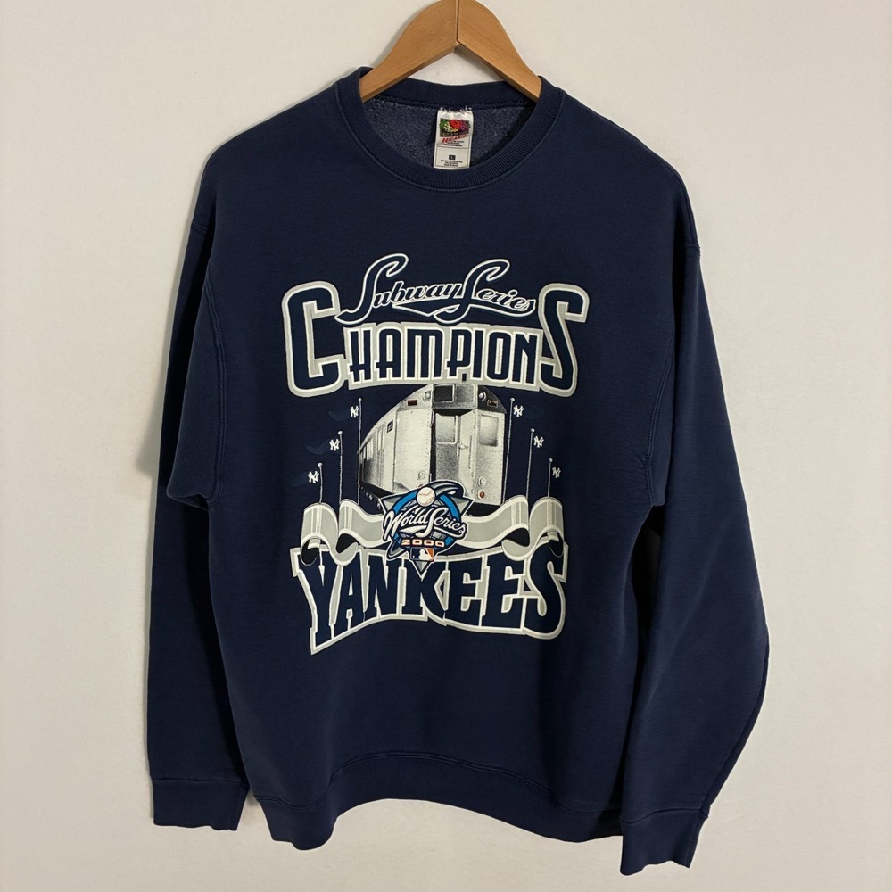 Vtg 2000 New York Yankees Subway Series Sweatshirt Mens L Baseball MLB